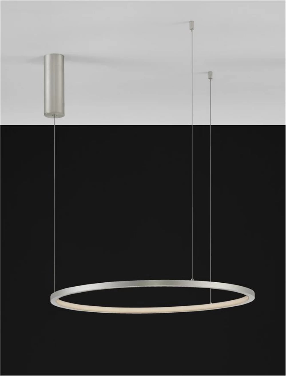 Lustra structura din Aluminiu Argintiu si abajur din Acrilic Alb H200xL60cm IP20 37W 1274lm 3000k TARQUIN