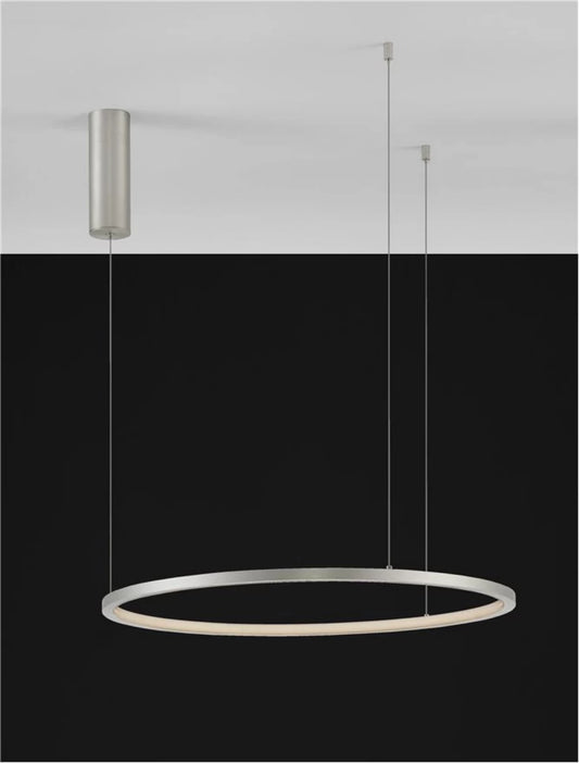Lustra structura din Aluminiu Argintiu si abajur din Acrilic Alb H200xL60cm IP20 37W 1274lm 3000k TARQUIN