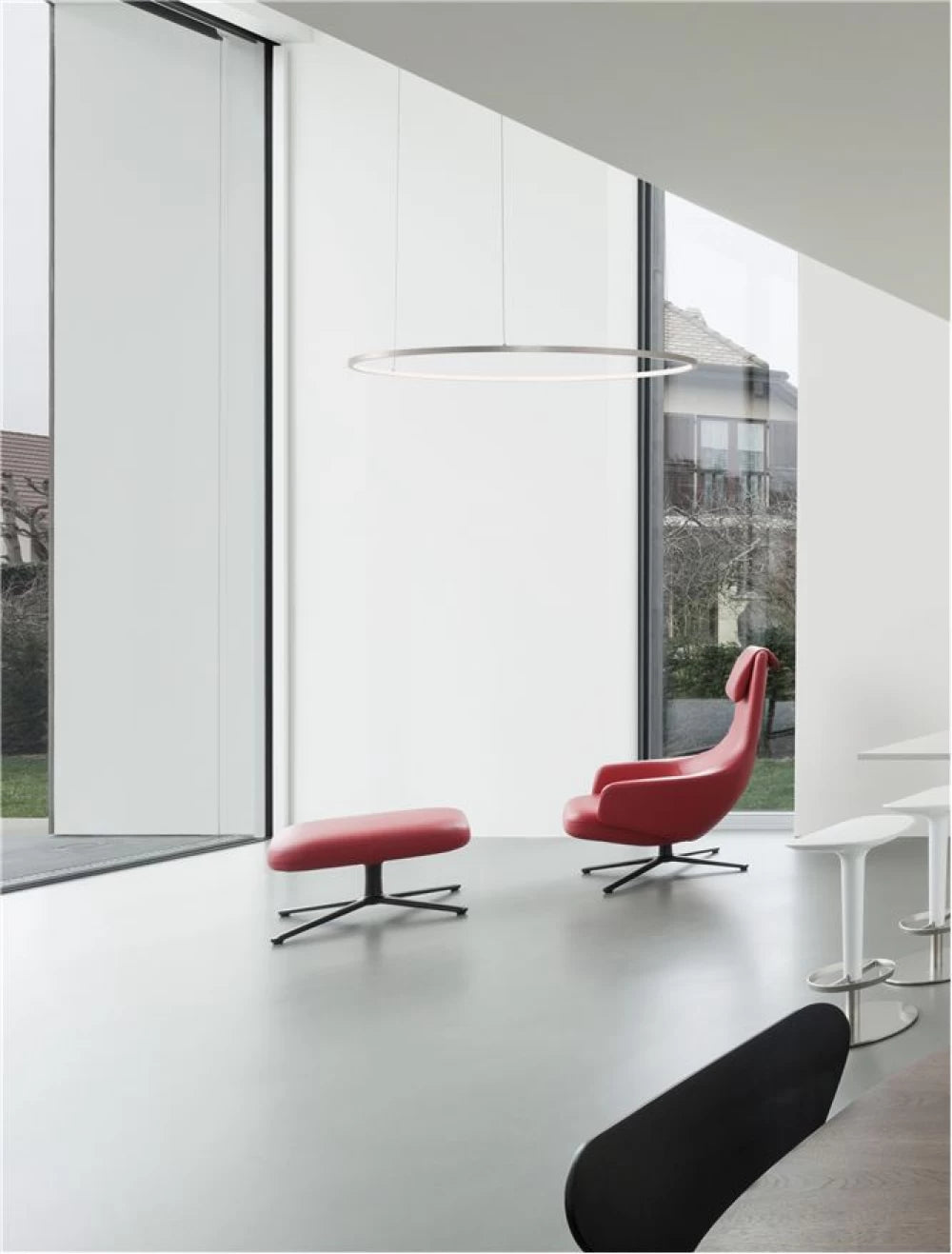 Lustra structura din Aluminiu Argintiu si abajur din Acrilic Alb H200xL100cm IP20 59W 2144lm 3000k TARQUIN
