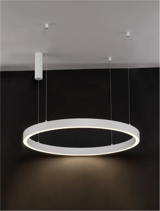 Lustra structura din Aluminiu Alb si abajur din Acrilic  H200xL100cm IP20 60W 3389lm 3000k STING