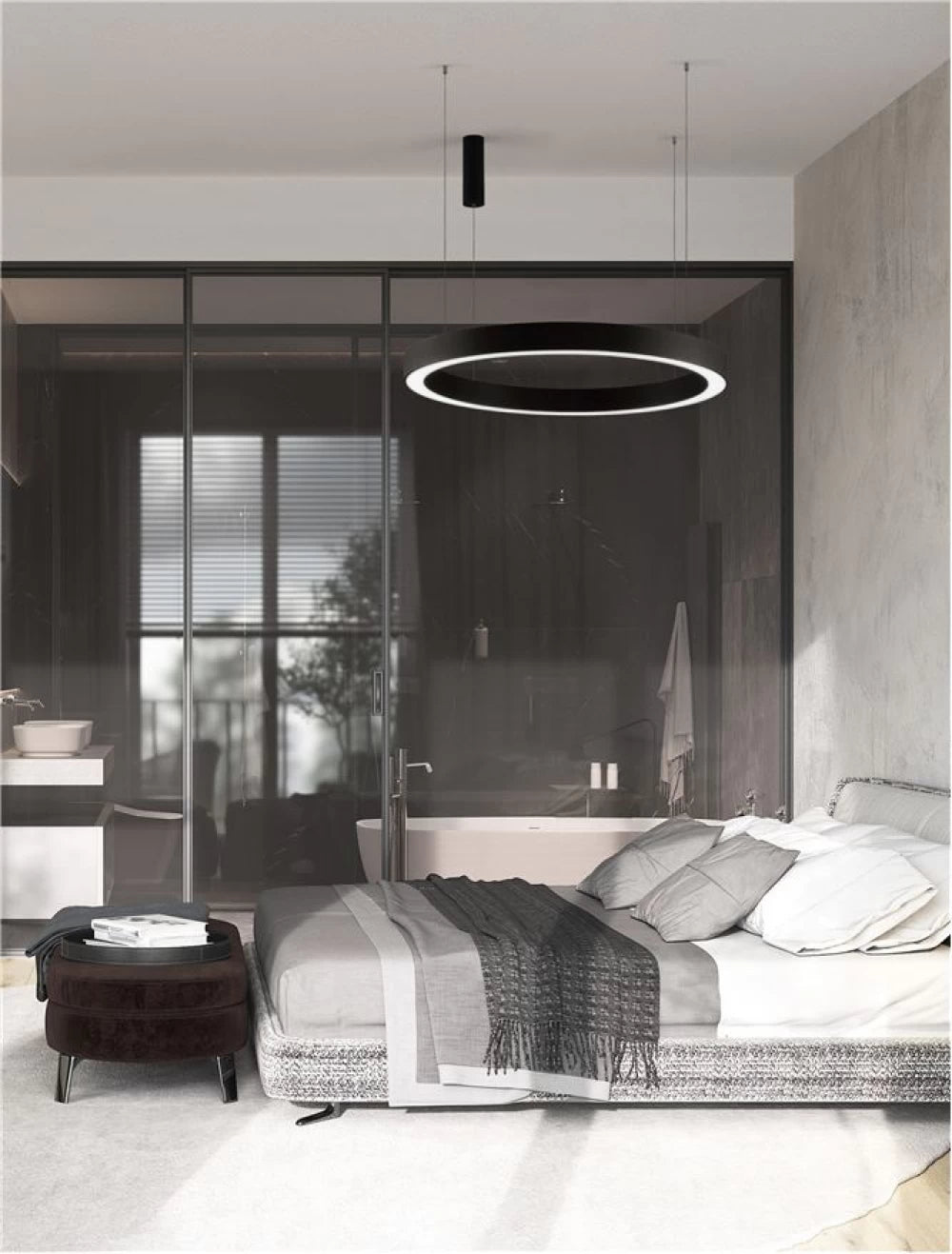Lustra din Aluminiu Negru H200xL100cm IP20 80W 4373lm 2700-4000k MORBIDO