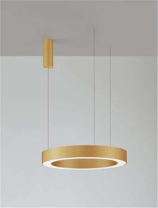 Lustra structura din Aluminiu Auriu si abajur din Acrilic Alb H200xL60cm IP20 48W 3268lm 2700-4000k MORBIDO
