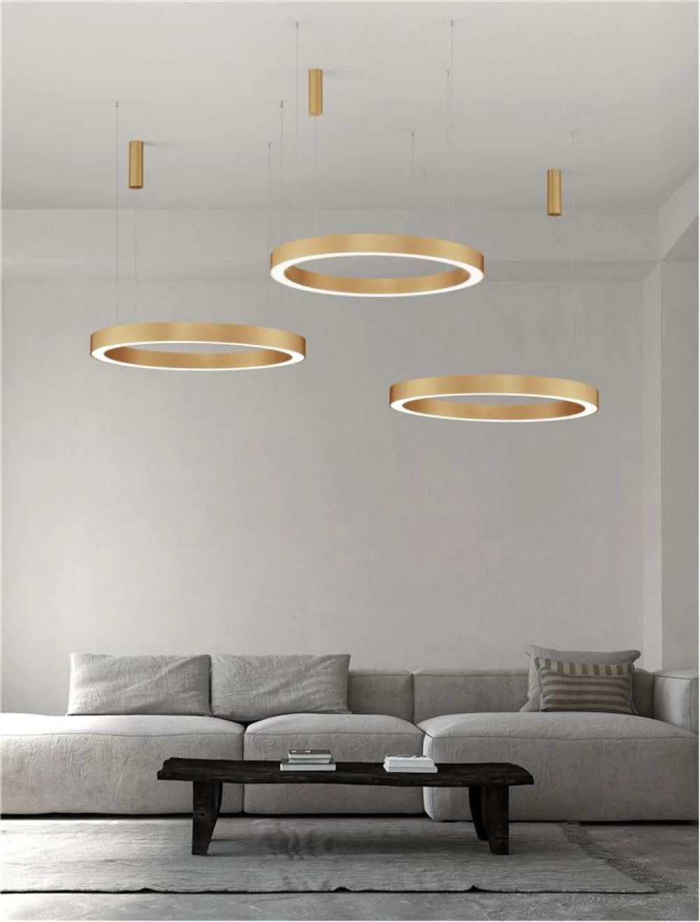 Lustra structura din Aluminiu Auriu si abajur din Acrilic Alb H200xL100cm IP20 80W 4373lm 2700-4000k MORBIDO