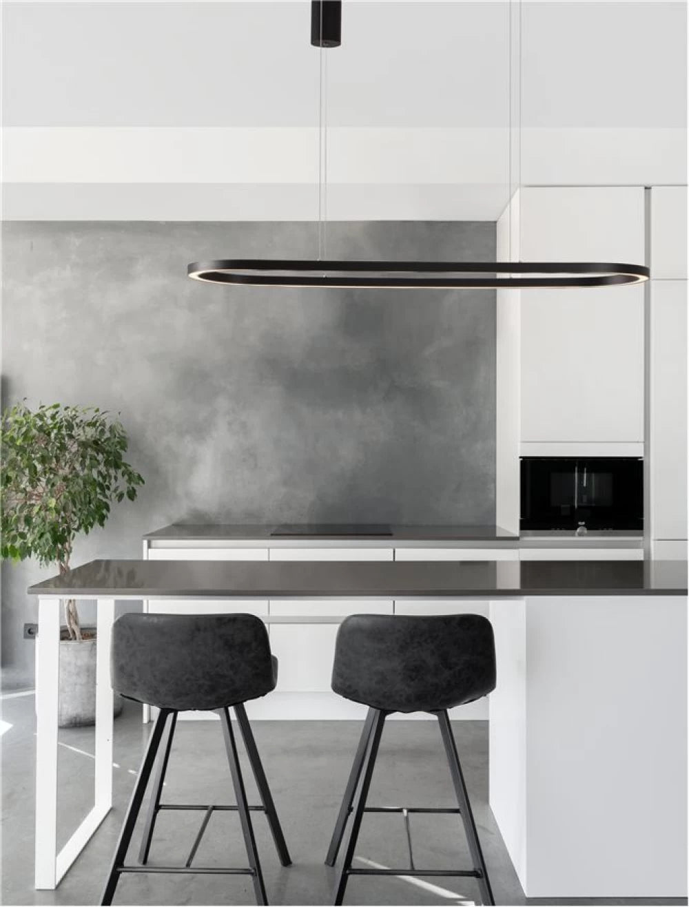 Lustra din Aluminiu Negru H200xL120cm IP20 56W 6989lm 3000k CUPPE