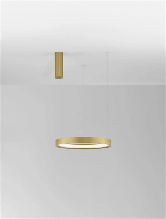 Lustra structura din Aluminiu Auriu si abajur din Acrilic Alb H150xL40cm IP20 22W 1540lm 3000k PERRINE