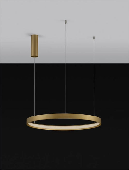 Lustra structura din Aluminiu Auriu si abajur din Acrilic Alb H150xL60cm IP20 40W 2800lm 3000k PERRINE