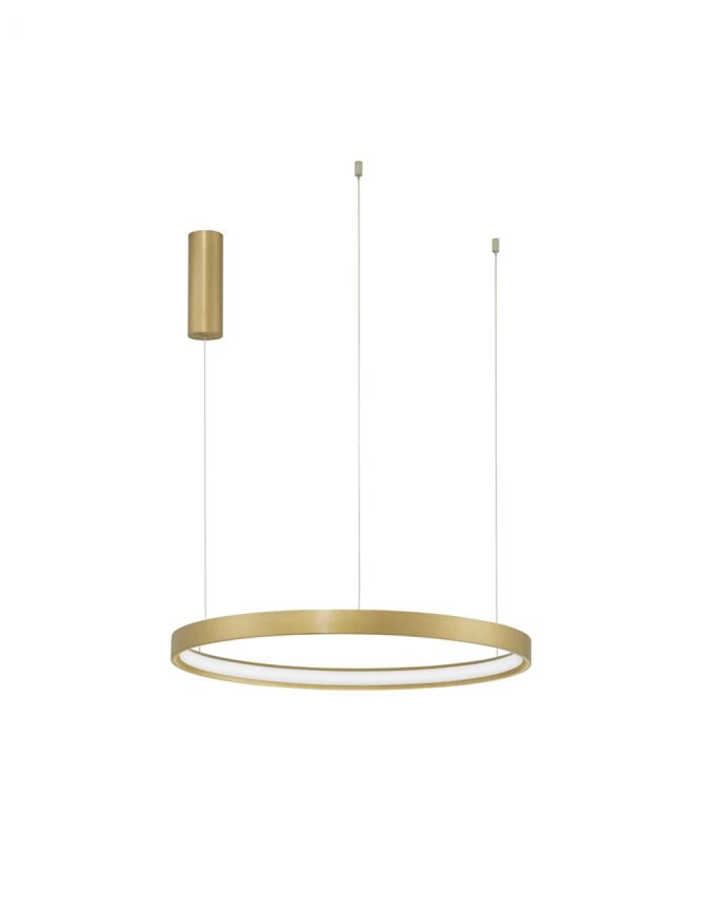 Lustra structura din Aluminiu Auriu si abajur din Acrilic Alb H150xL60cm IP20 40W 2800lm 3000k PERRINE