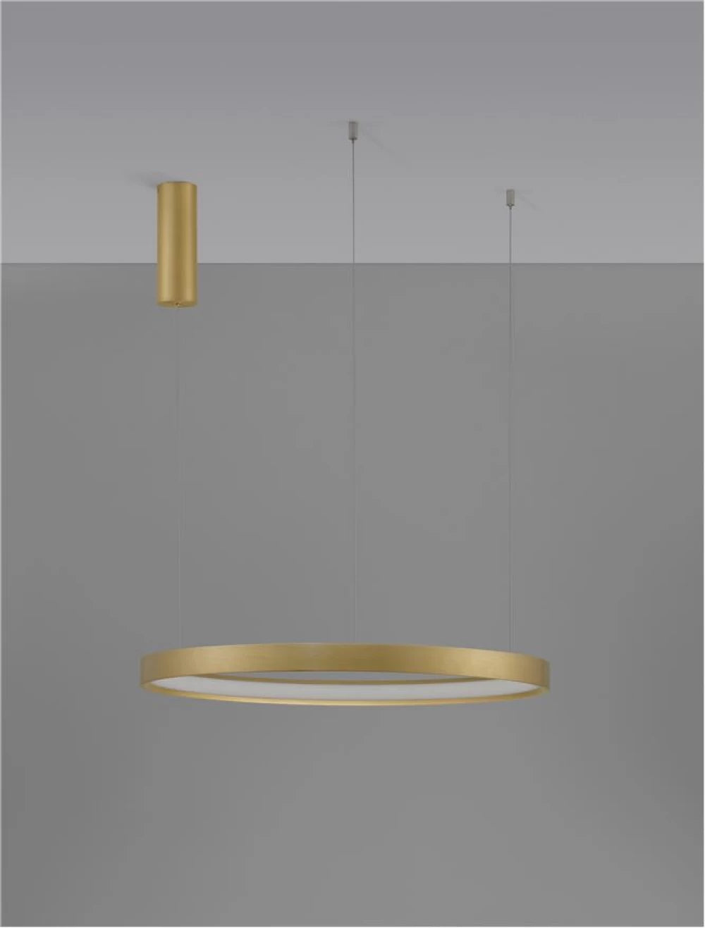 Lustra structura din Aluminiu Auriu si abajur din Acrilic Alb H150xL60cm IP20 40W 2800lm 3000k PERRINE