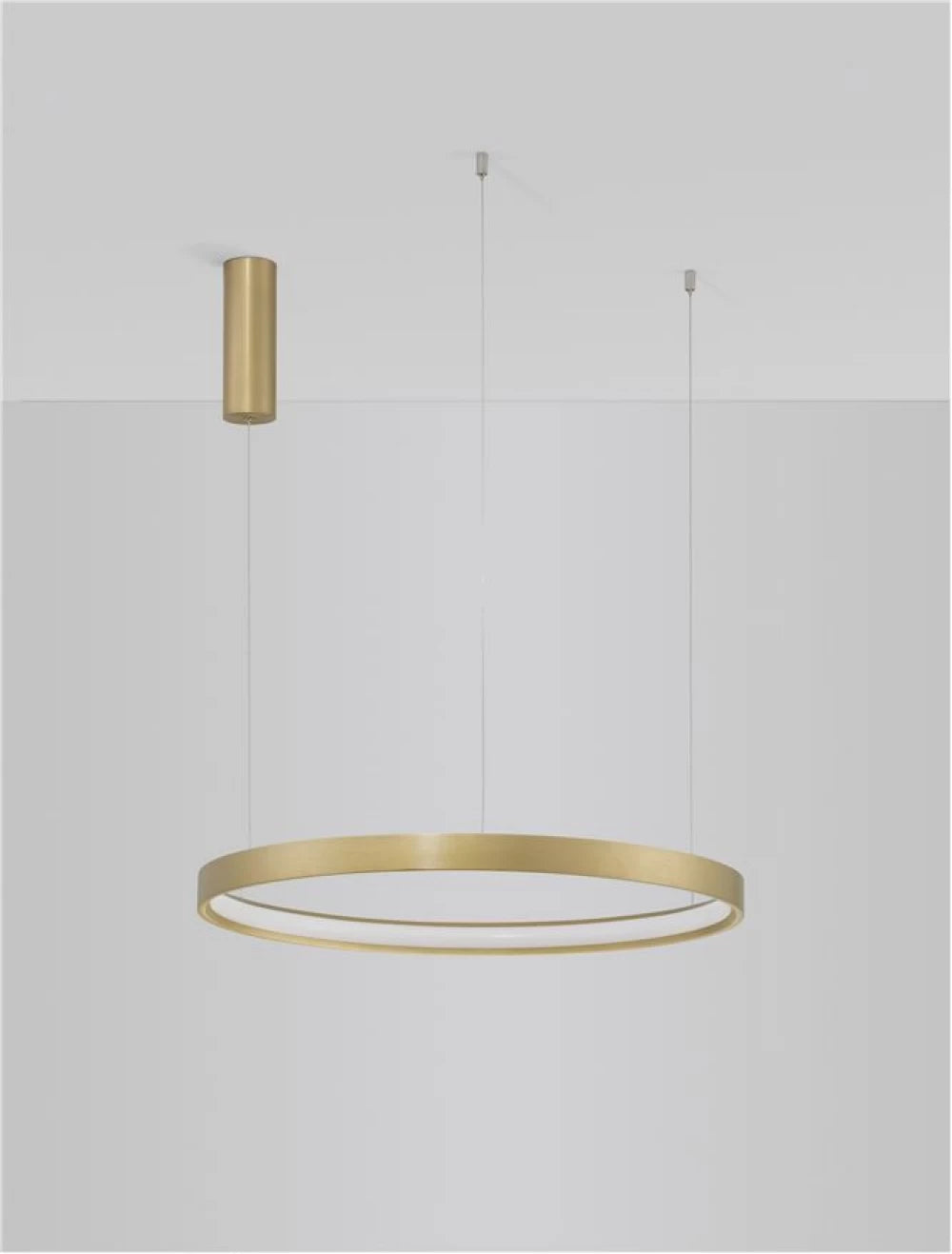 Lustra structura din Aluminiu Auriu si abajur din Acrilic Alb H150xL60cm IP20 40W 2800lm 3000k PERRINE