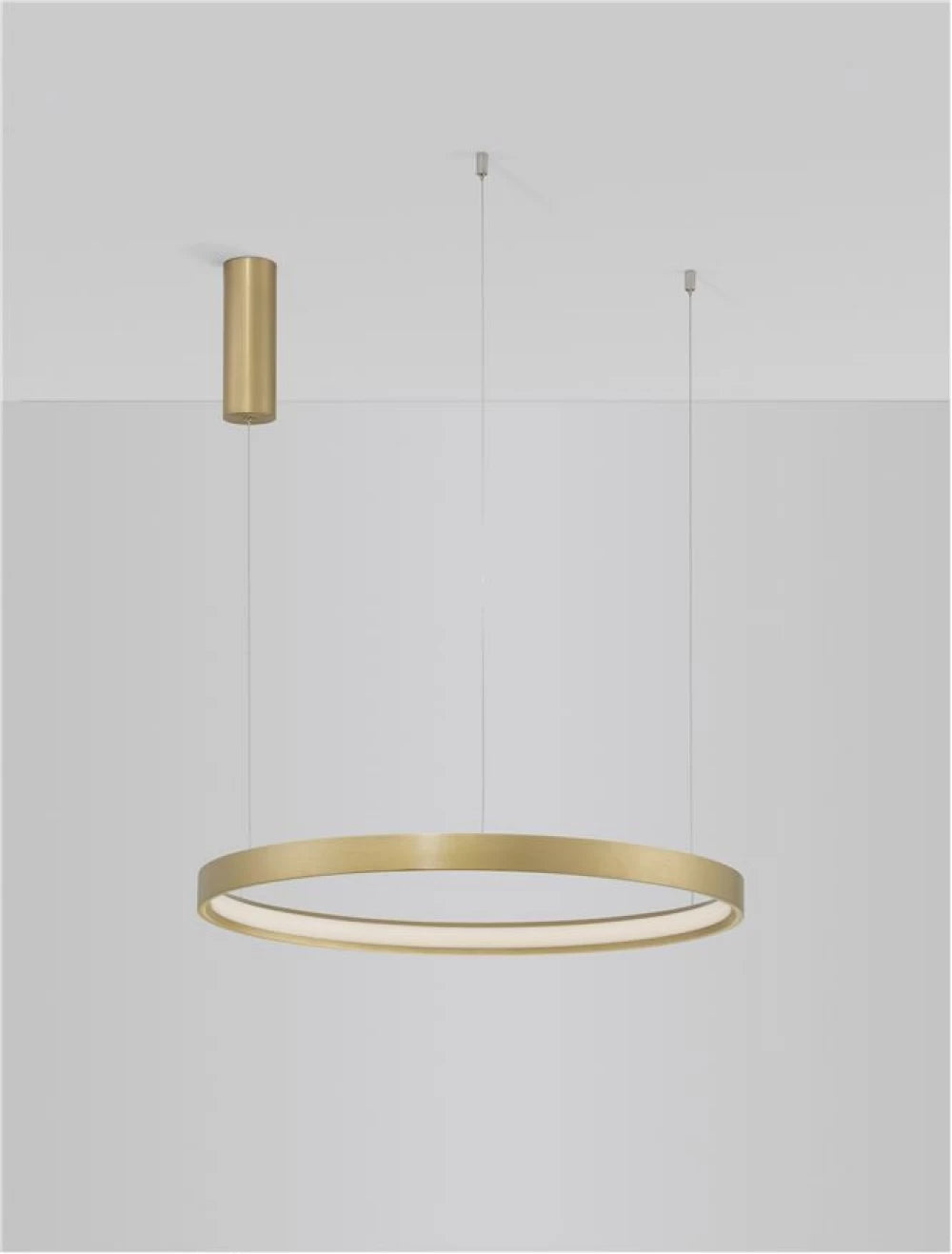 Lustra structura din Aluminiu Auriu si abajur din Acrilic Alb H150xL60cm IP20 40W 2800lm 3000k PERRINE