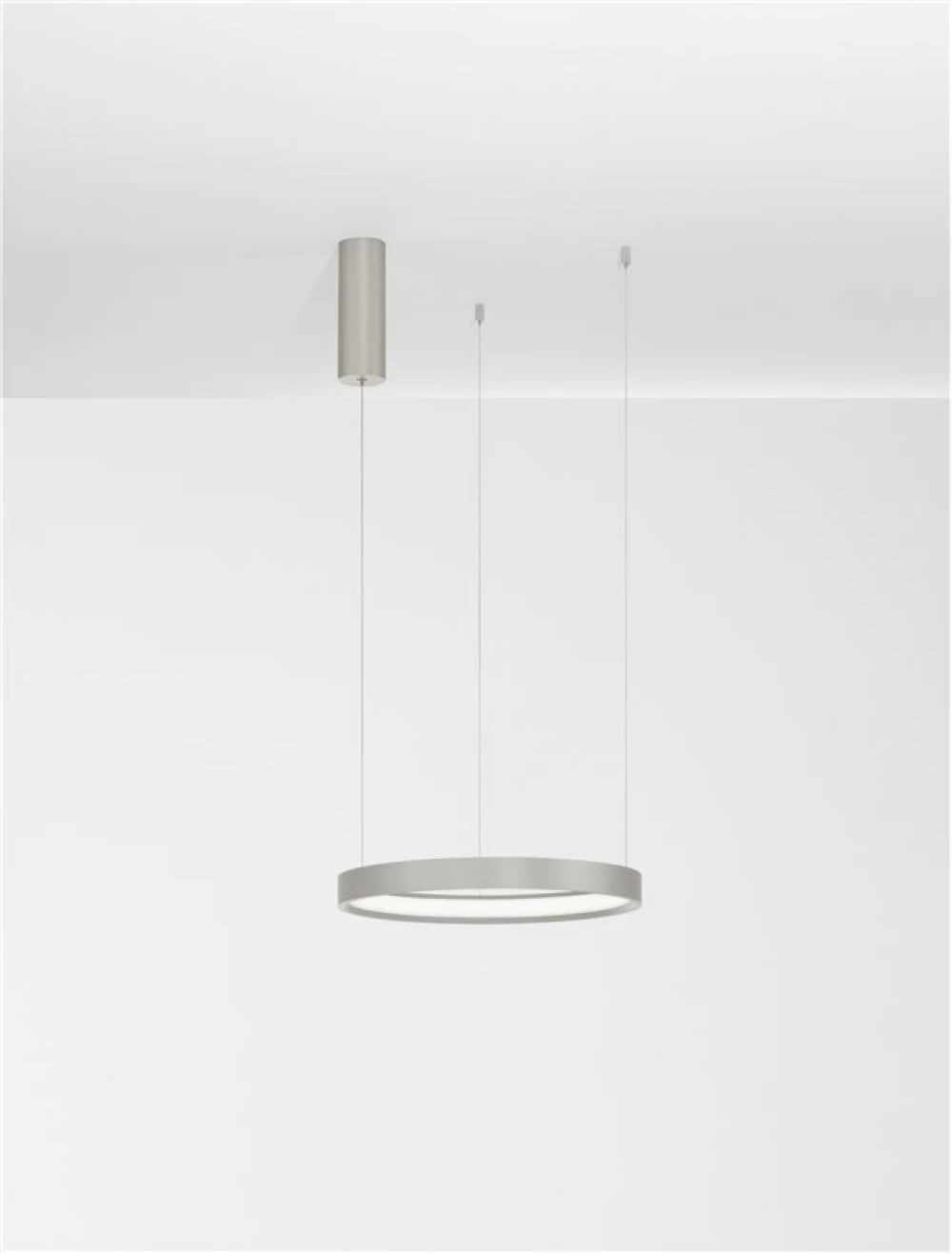 Lustra structura din Aluminiu Argintiu si abajur din Acrilic Alb H150xL40cm IP20 22W 1540lm 3000k PERRINE