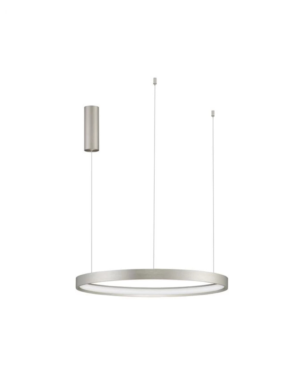 Lustra structura din Aluminiu Argintiu si abajur din Acrilic Alb H150xL60cm IP20 40W 2800lm 3000k PERRINE