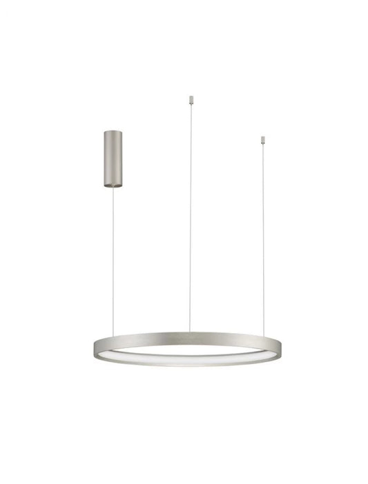 Lustra structura din Aluminiu Argintiu si abajur din Acrilic Alb H150xL60cm IP20 40W 2800lm 3000k PERRINE
