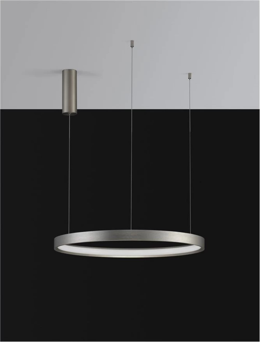 Lustra structura din Aluminiu Argintiu si abajur din Acrilic Alb H150xL60cm IP20 40W 2800lm 3000k PERRINE