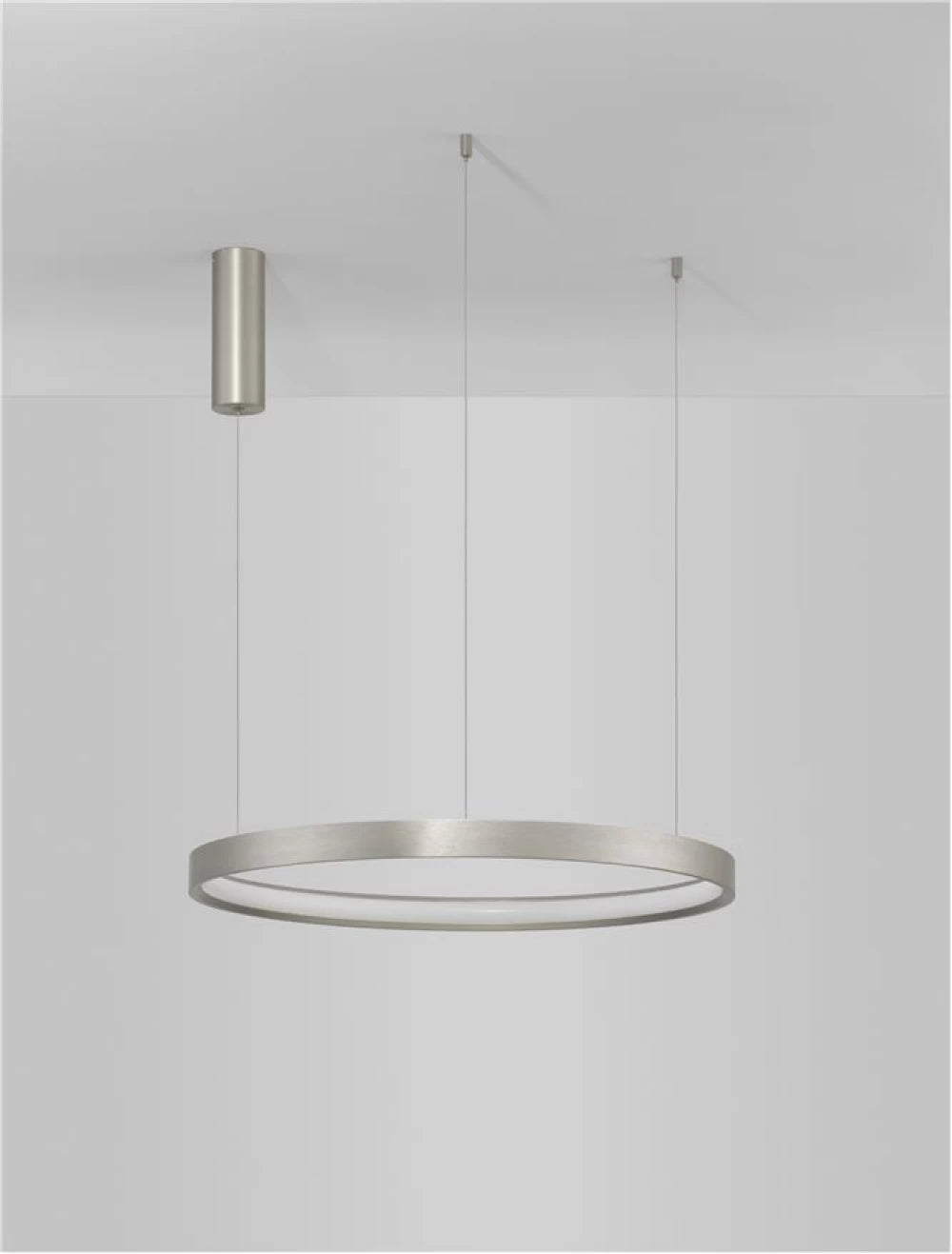 Lustra structura din Aluminiu Argintiu si abajur din Acrilic Alb H150xL60cm IP20 40W 2800lm 3000k PERRINE