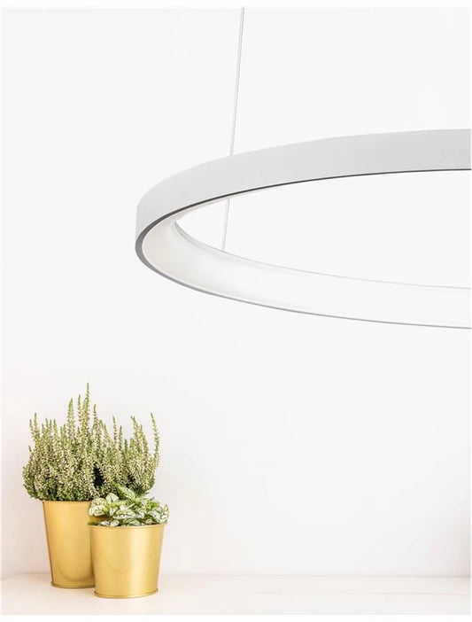 Lustra structura din Aluminiu Alb si abajur din Acrilic  H150xL78cm IP20 61W 4235lm 3000k PERTINO