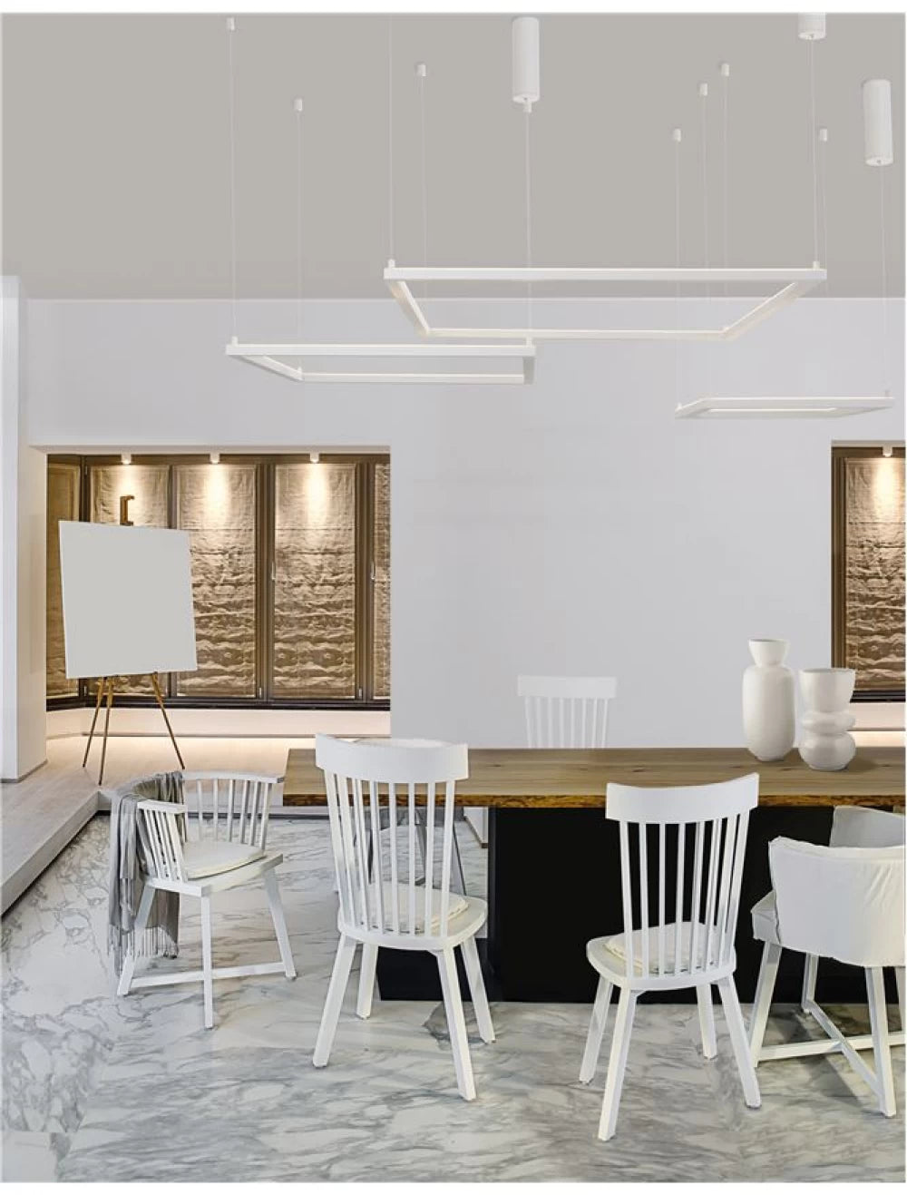 Lustra structura din Aluminiu Alb si abajur din Acrilic  H120xL100cm IP20 50W 3818lm 3000k ETERNA