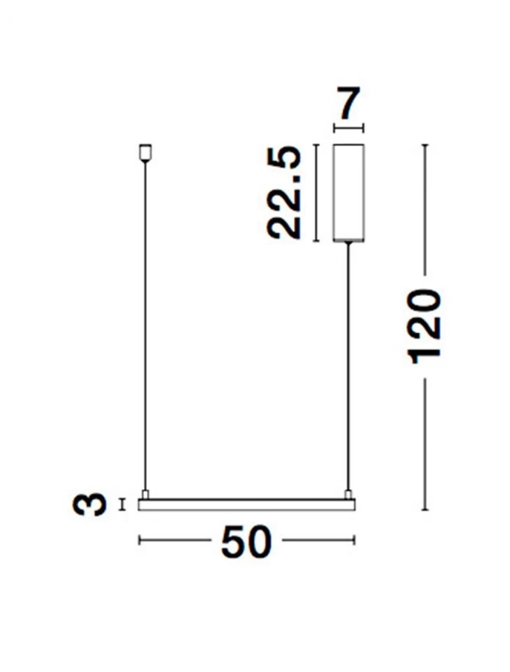 Lustra structura din Aluminiu Alb si abajur din Acrilic  H120xL50cm IP20 30W 2188lm 3000k ETERNA