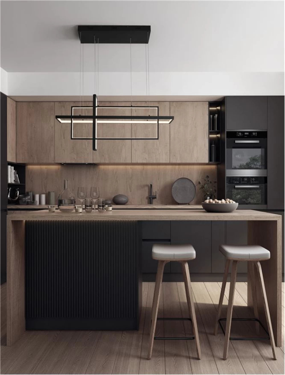 Lustra din Aluminiu Negru H120xL80cm IP20 59W 2129lm 2700-3500-5000k CLEA