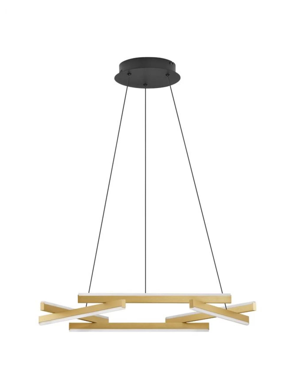 Lustra structura din Aluminiu Negru/Auriu si abajur din Acrilic Alb H150xL66cm IP20 38W 2046lm 3000k HYDE