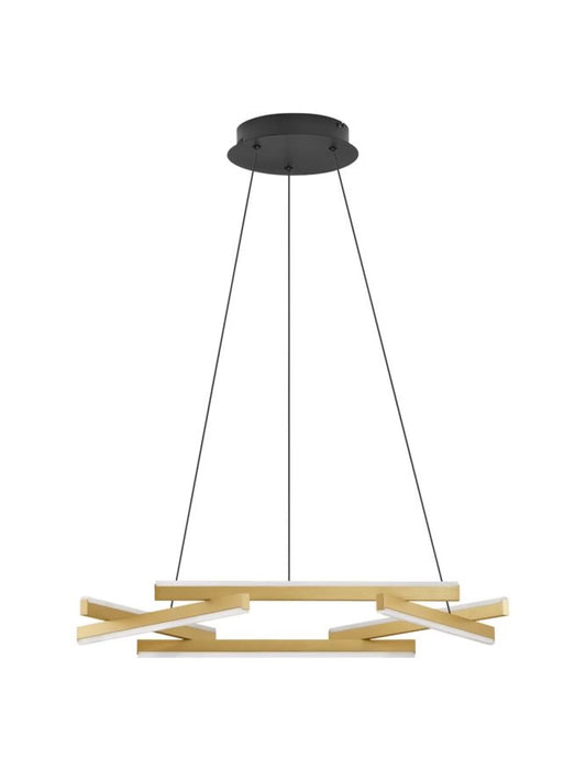Lustra structura din Aluminiu Negru/Auriu si abajur din Acrilic Alb H150xL66cm IP20 38W 2046lm 3000k HYDE
