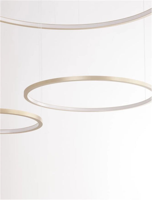Lustra structura din Aluminiu Auriu si abajur din Acrilic Alb H150xL180cm IP20 80W 5600lm 3000k PURPLE