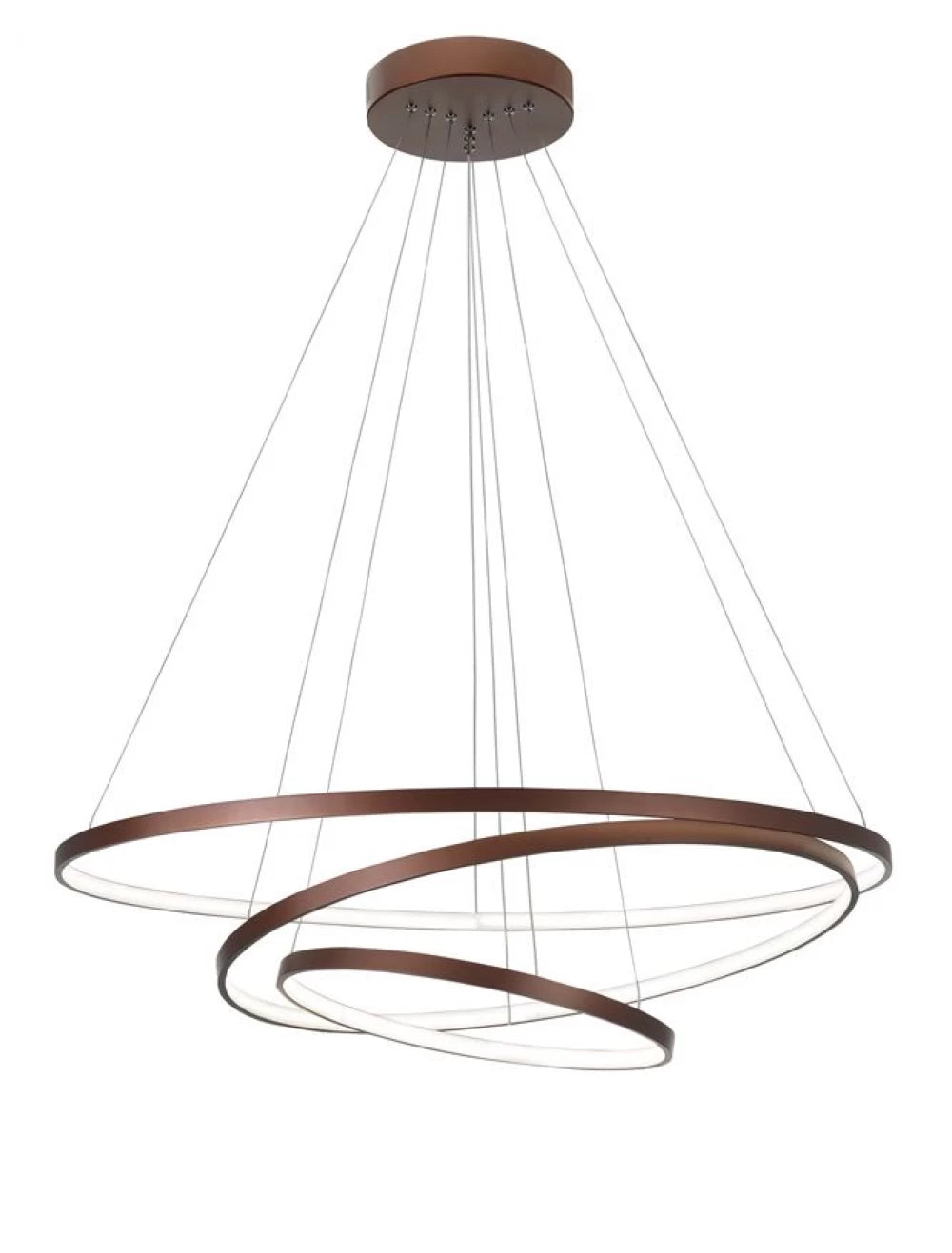 Lustra structura din Aluminiu Maro si abajur din Acrilic Alb H150xL80cm IP20 123W 6766lm 3000k FERROL