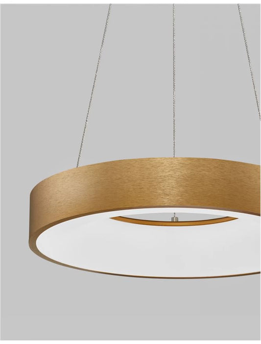 Lustra structura din Aluminiu Auriu si abajur din Acrilic Alb H120xL38cm IP20 30W 1845lm 3000k RANDO THIN