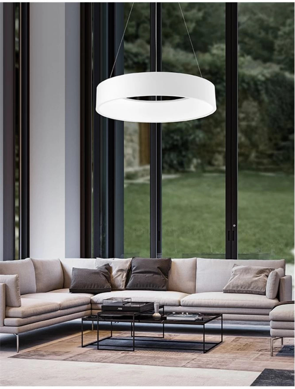 Lustra structura din Aluminiu Alb si abajur din Acrilic Alb H120xL60cm IP20 54W 2124lm 4000k RANDO