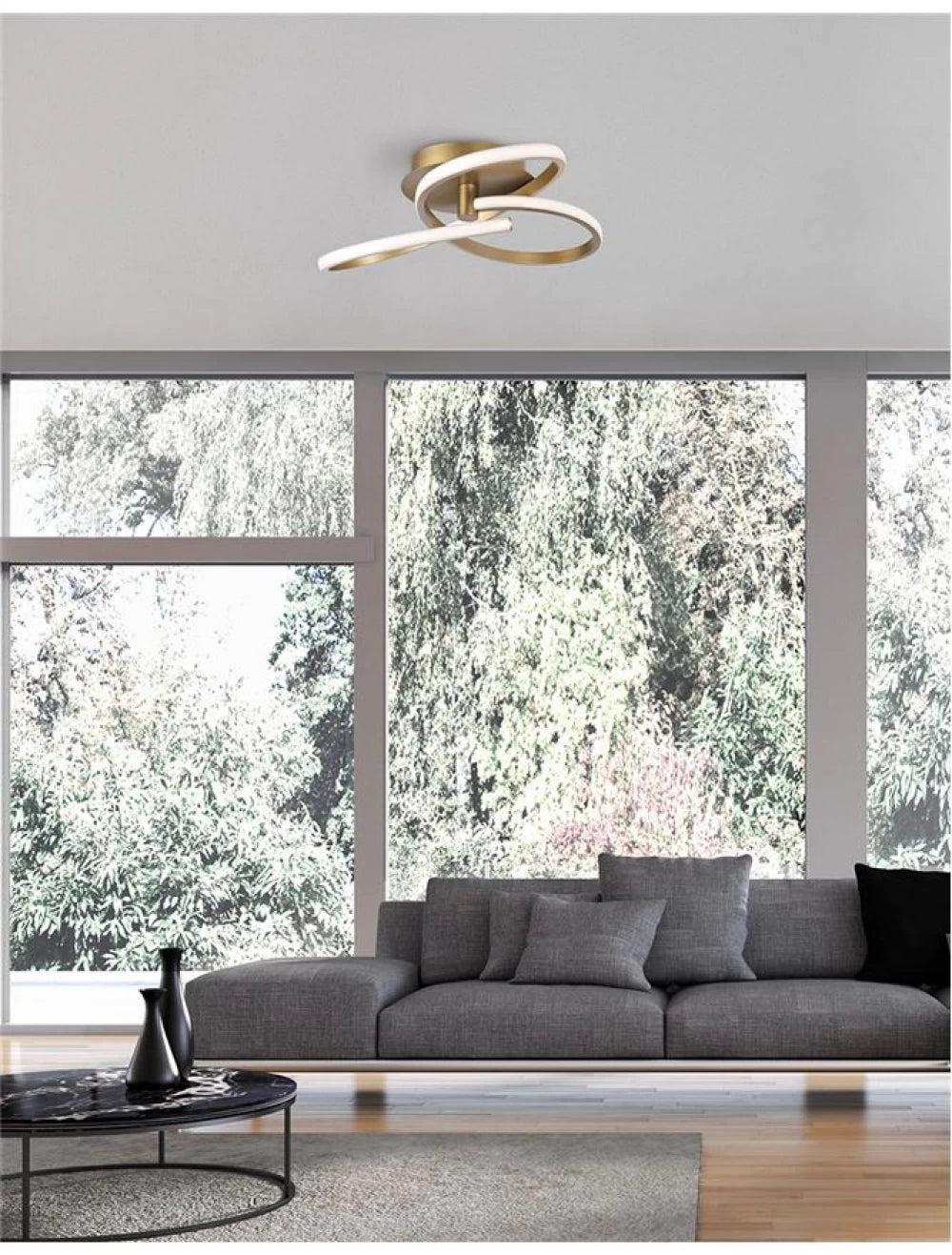 Plafoniera structura din Aluminiu Auriu si abajur din Acrilic Alb H20xL47cm IP20 40W 3017lm 3000k FUSION