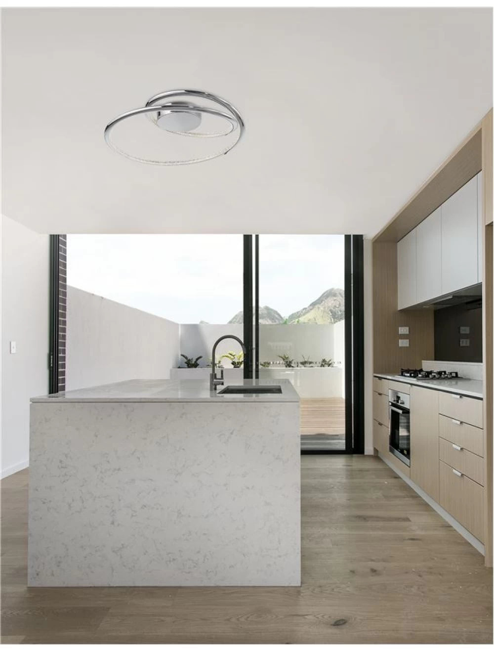 Plafoniera structura din Aluminiu Argintiu si abajur din Acrilic Transparent H11.5xL49.5cm IP20 27W 1890lm 3000k PLASENCIA