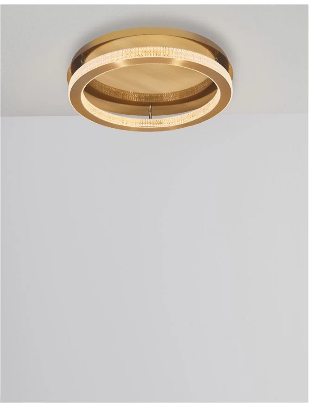 Plafoniera structura din Aluminiu Auriu antichizat si abajur din Acrilic Transparent H12xL40cm IP20 40W 2139lm 3000k FIORE