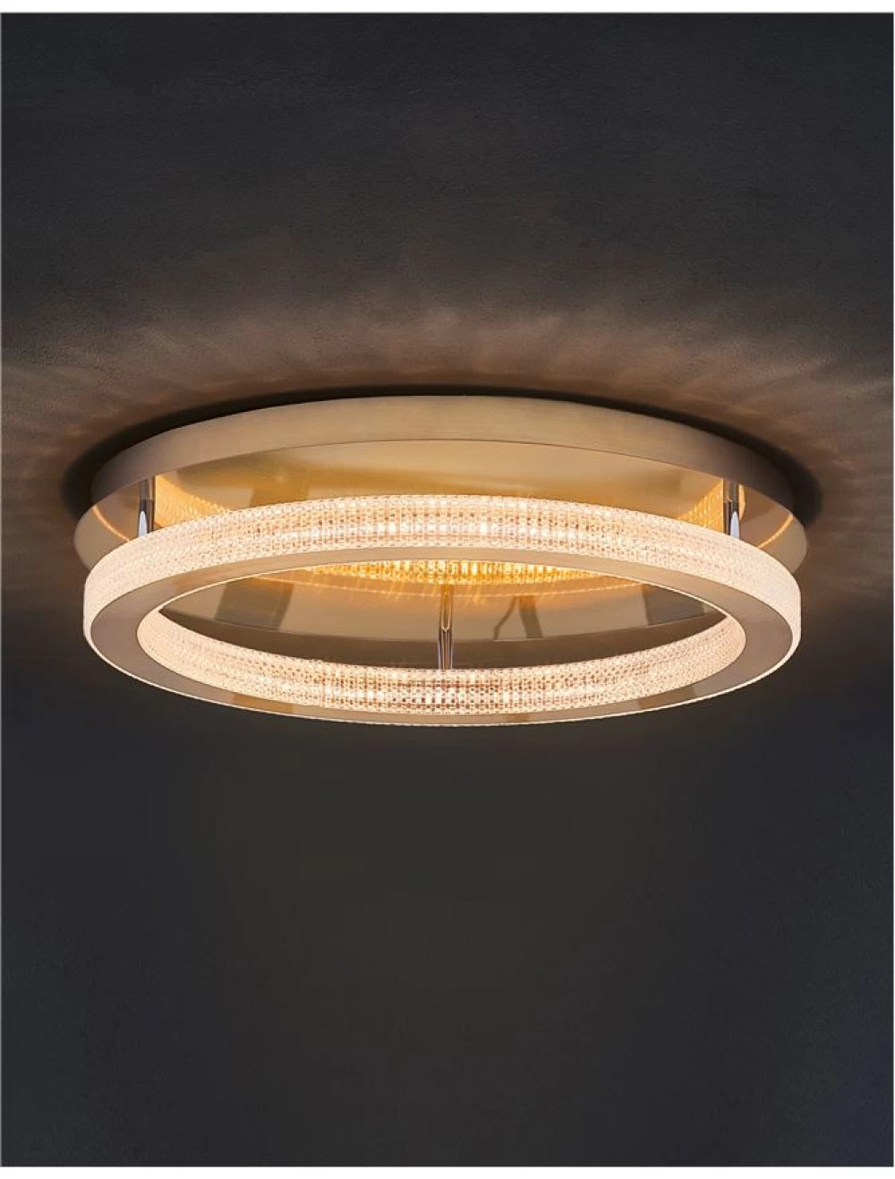 Plafoniera structura din Aluminiu Auriu antichizat si abajur din Acrilic Transparent H12xL60cm IP20 59W 3919lm 3000k FIORE