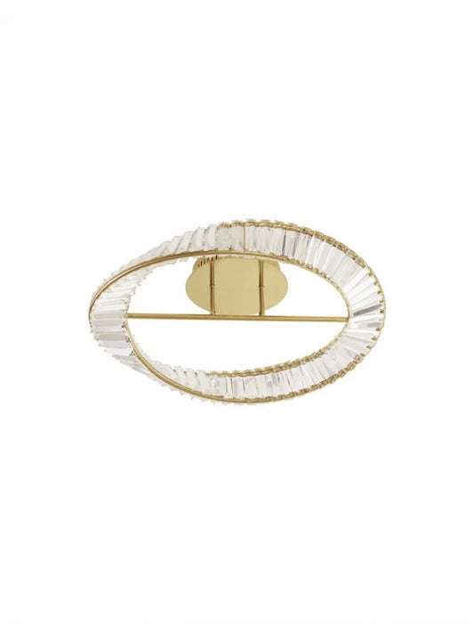 Plafoniera structura din Metal Auriu si abajur din Cristal Transparent H15xL60cm IP20 35W 3728lm 3500k AURELIA