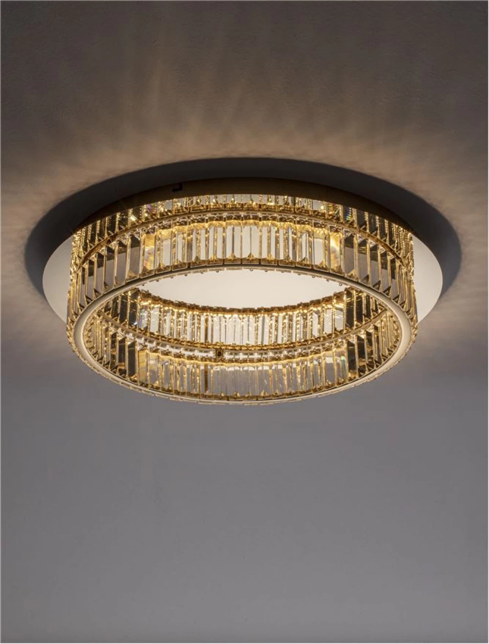 Plafoniera structura din Metal Auriu si abajur din Cristal Transparent H12xL50cm IP20 29W 1481lm 3500k AURELIA