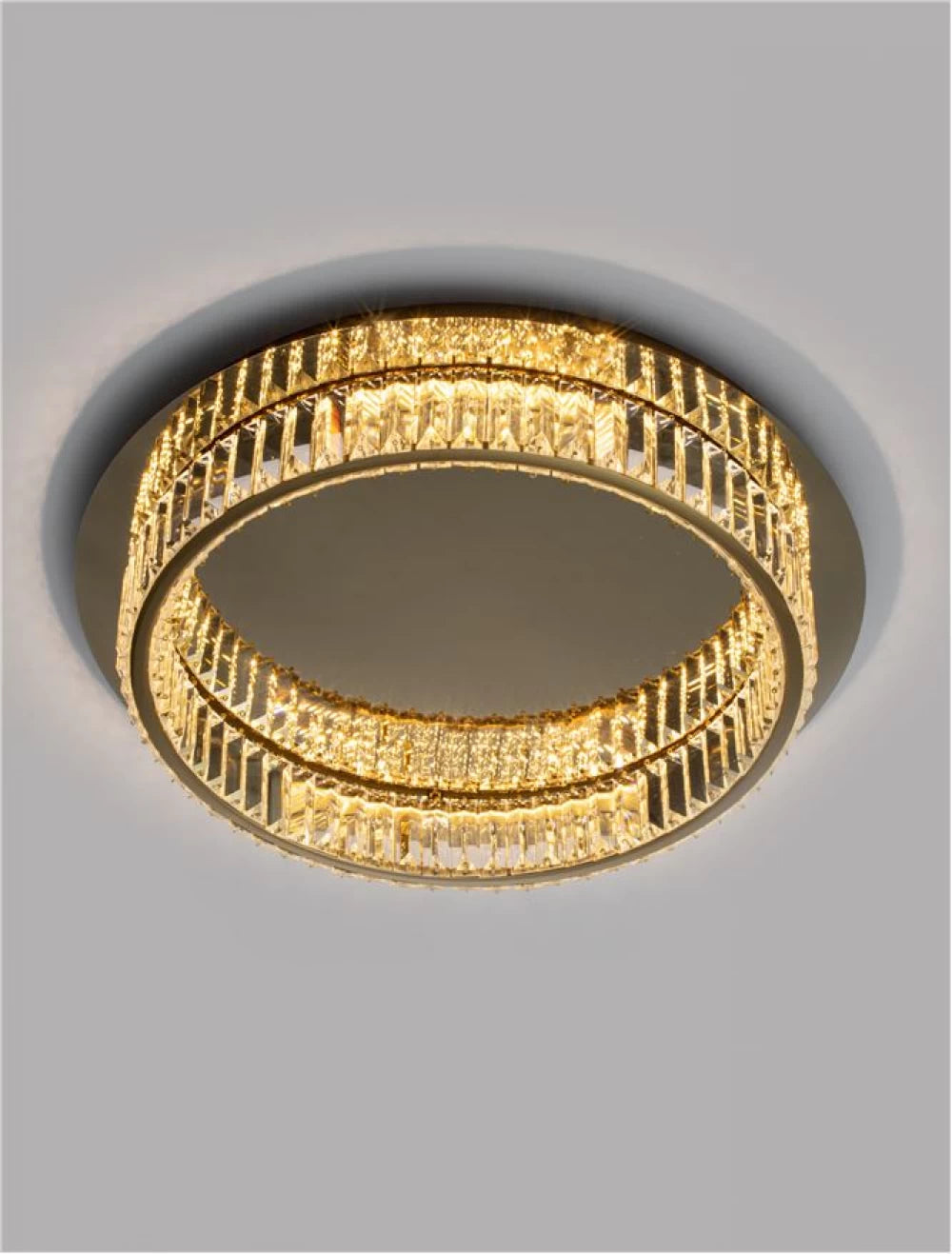Plafoniera structura din Metal Auriu si abajur din Cristal Transparent H12xL50cm IP20 29W 1481lm 3500k AURELIA