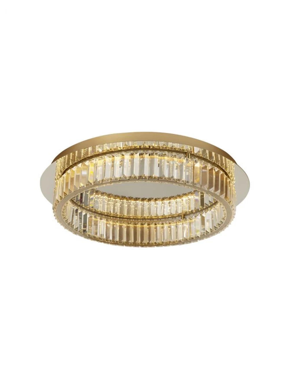 Plafoniera structura din Metal Auriu si abajur din Cristal Transparent H12xL60cm IP20 41W 2505lm 3500k AURELIA
