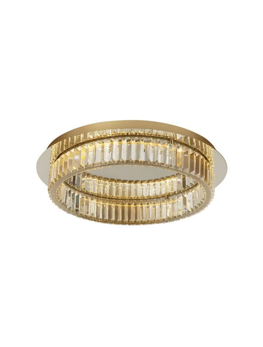 Plafoniera structura din Metal Auriu si abajur din Cristal Transparent H12xL60cm IP20 41W 2505lm 3500k AURELIA