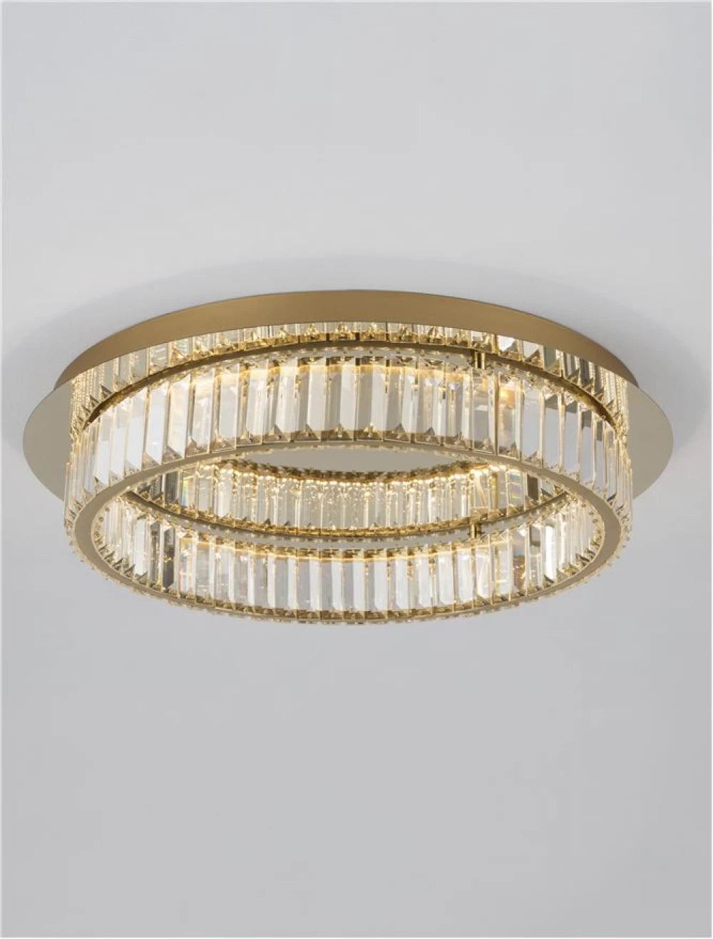 Plafoniera structura din Metal Auriu si abajur din Cristal Transparent H12xL60cm IP20 41W 2505lm 3500k AURELIA