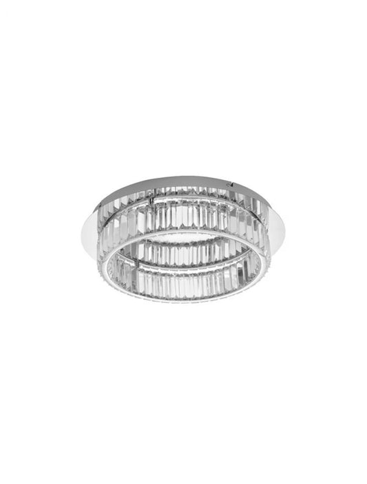Plafoniera structura din Metal Argintiu si abajur din Cristal Transparent H12xL50cm IP20 29W 1481lm 3500k AURELIA