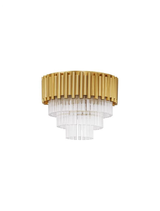 Plafoniera structura din Aluminiu Auriu si abajur din Cristal Transparent H32.5xL40cm IP20 MAGNOLIA