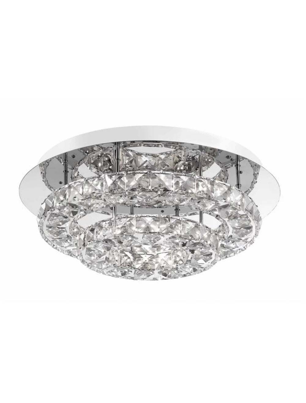 Plafoniera structura din Aluminiu Argintiu si abajur din Cristal Transparent H14xL40cm IP20 28W 1560lm 3000k QUENTIN