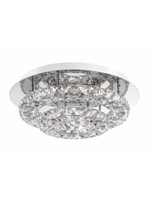 Plafoniera structura din Aluminiu Argintiu si abajur din Cristal Transparent H14xL40cm IP20 28W 1560lm 3000k QUENTIN