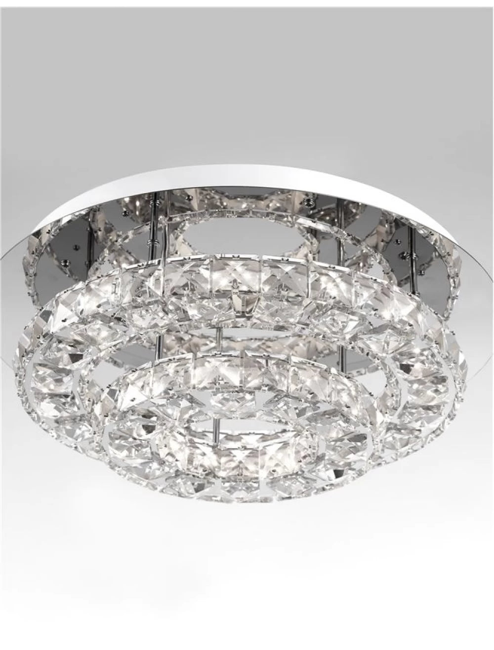 Plafoniera structura din Aluminiu Argintiu si abajur din Cristal Transparent H14xL40cm IP20 28W 1560lm 3000k QUENTIN