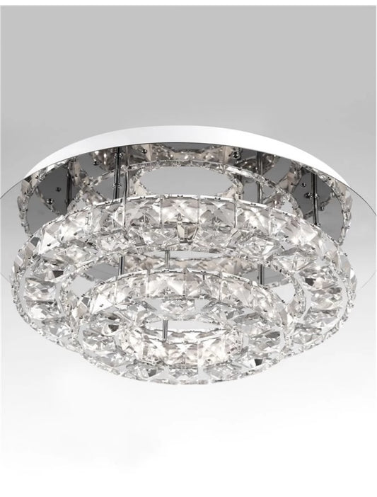 Plafoniera structura din Aluminiu Argintiu si abajur din Cristal Transparent H14xL40cm IP20 28W 1560lm 3000k QUENTIN