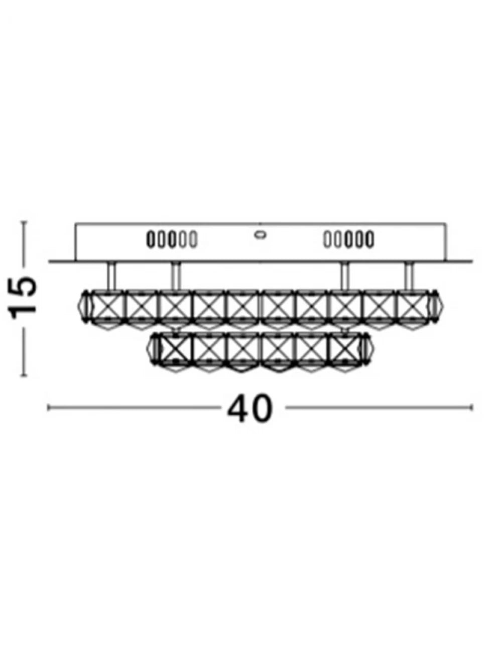 Plafoniera structura din Aluminiu Argintiu si abajur din Cristal Transparent H14xL40cm IP20 28W 1560lm 3000k QUENTIN