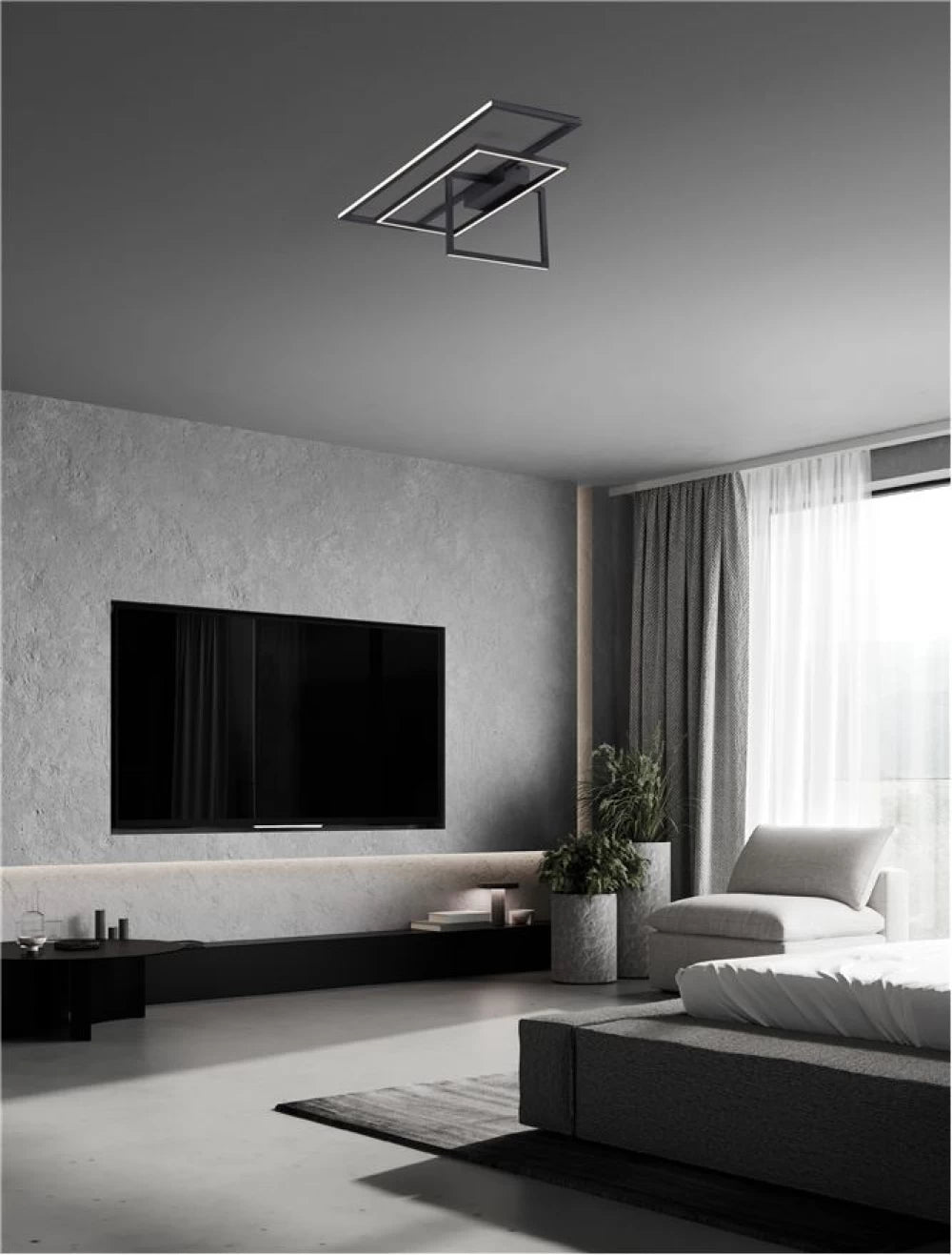 Plafoniera din Aluminiu Negru H26xL92cm IP20 31W 3180lm 3000k CLEA