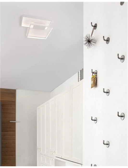 Plafoniera structura din Aluminiu Alb si abajur din Acrilic  H4xL45cm IP20 30W 2030lm 3000k PORTO