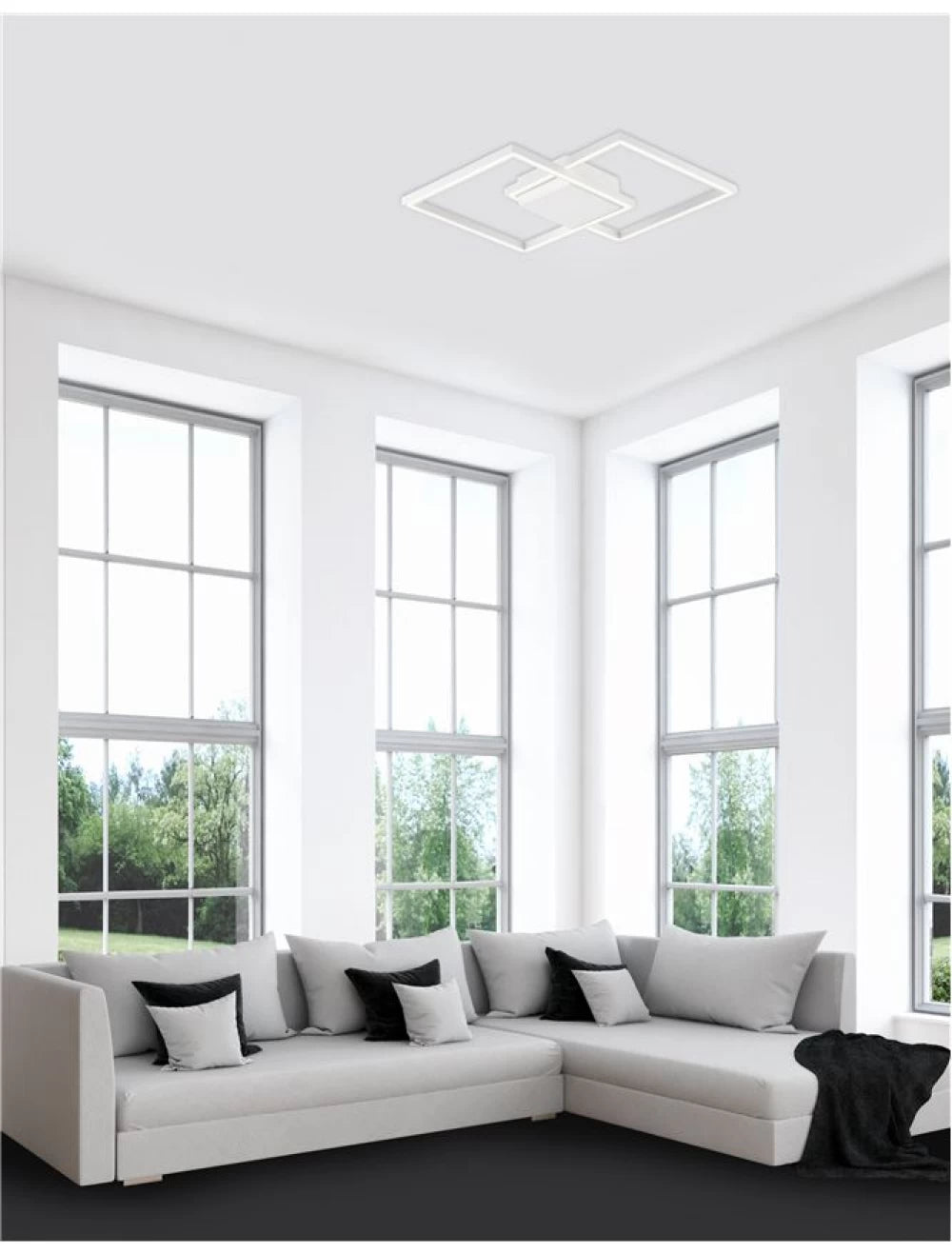 Plafoniera structura din Aluminiu Alb si abajur din Acrilic  H6.5xL46cm IP20 25W 1600lm 3000k BILBAO