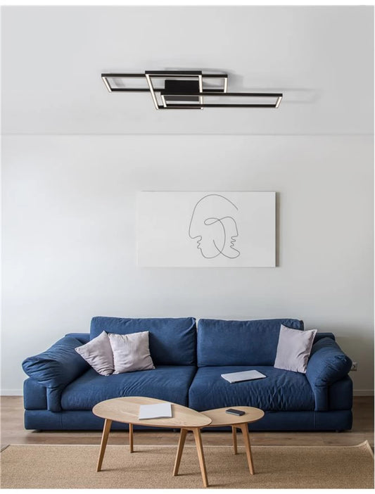 Plafoniera din Aluminiu Negru H9xL90cm IP20 55W 3550lm 3000k BILBAO